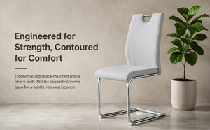 English Elm Modern Faux Leather Cantilever Dining Chairs Set of 2 with Chrome Base and High Back W2920P454714