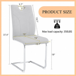 English Elm Grey PU Leather Dining Chairs Set of 4 with Silver Metal Legs for Modern Interiors W2920P454715