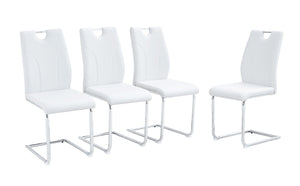 English Elm White PU Leather Dining Chair Set of Six with Ergonomic Back and Chrome Metal Legs W2920P454806
