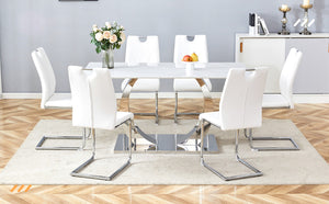 English Elm Modern PU Leather Dining Chair Set of 4 with Ergonomic Back and Chrome Steel Legs W2920P454844