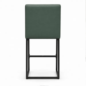 English Elm 25.6 Inch Counter Height Barstools Set of 2 PU Upholstered Metal Frame Kitchen Seating Black+Green W2920P462102