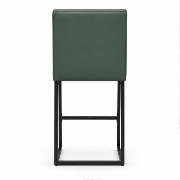 English Elm 25.6 Inch Counter Height Barstools Set of 2 PU Upholstered Metal Frame Kitchen Seating Black+Green W2920P462102