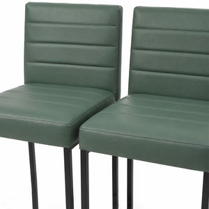English Elm 25.6 Inch Counter Height Barstools Set of 2 PU Upholstered Metal Frame Kitchen Seating Black+Green W2920P462102