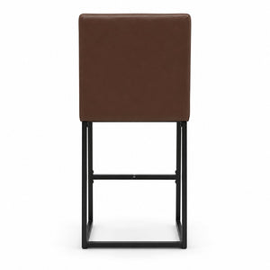 English Elm 25.6 Inch Counter Height Barstools Set of 2 PU Upholstered Metal Frame Kitchen Seating Black Brown W2920P462103