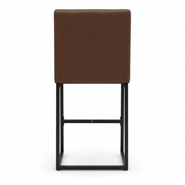 English Elm 25.6 Inch Counter Height Barstools Set of 2 PU Upholstered Metal Frame Kitchen Seating Black Brown W2920P462103