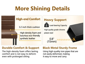 English Elm 25.6 Inch Counter Height Barstools Set of 2 PU Upholstered Metal Frame Kitchen Seating Black Brown W2920P462103