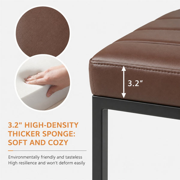 English Elm 25.6 Inch Counter Height Barstools Set of 2 PU Upholstered Metal Frame Kitchen Seating Black Brown W2920P462103