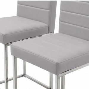 English Elm 25.6 Inch Counter Height Barstools Set of 2 PU Upholstered Metal Frame Kitchen Seating Grey+Silver W2920P462104