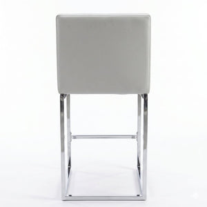 English Elm 25.6 Inch Counter Height Barstools Set of 2 PU Upholstered Metal Frame Kitchen Seating Grey+Silver W2920P462104