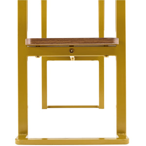 English Elm Glass and Walnut Two-tier Console Table Mid-century Gold Steel Frame Foyer Accent W2920P469320