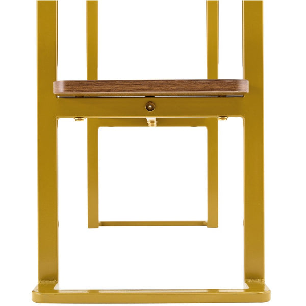 English Elm Glass and Walnut Two-tier Console Table Mid-century Gold Steel Frame Foyer Accent W2920P469320