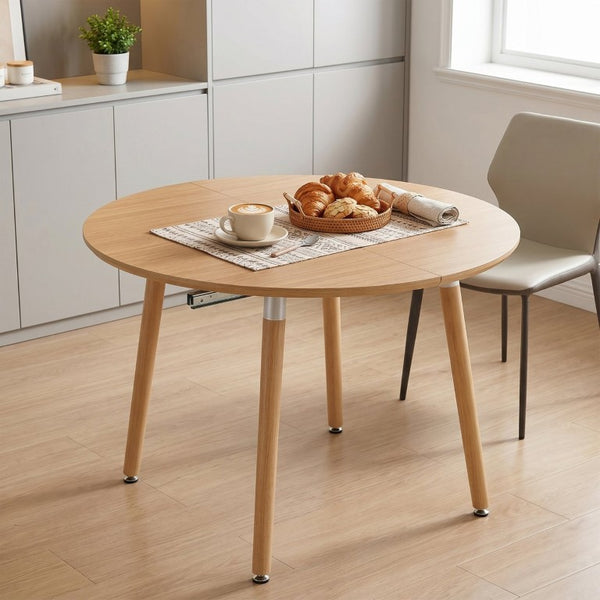 English Elm 3-In-1 Extendable Round Oval Dining Table Seats up to 8 with Silent Rail System W2920P477793