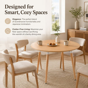 English Elm 3-In-1 Extendable Round Oval Dining Table Seats up to 8 with Silent Rail System W2920P477793