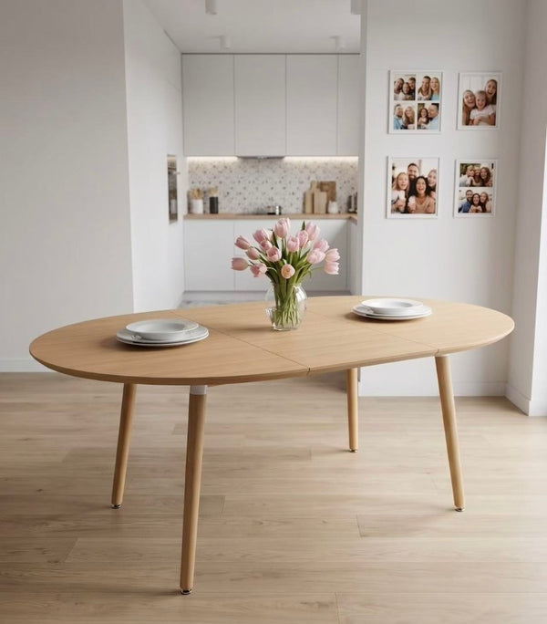 English Elm 3-In-1 Extendable Round Oval Dining Table Seats up to 8 with Silent Rail System W2920P477793
