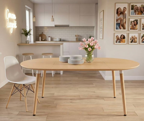 English Elm 3-In-1 Extendable Round Oval Dining Table Seats up to 8 with Silent Rail System W2920P477793