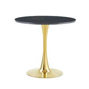 English Elm Round Faux Marble Tulip Dining Table Mid Century Pedestal Base Seats Four Compact W2920P480516