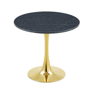 English Elm Round Faux Marble Tulip Dining Table Mid Century Pedestal Base Seats Four Compact W2920P480516