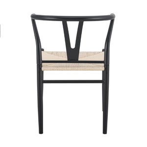 English Elm Wesborn Iron Dining Chair Set of 2 with Woven Rope Seat and Y Back Wishbone Frame W2920P483791