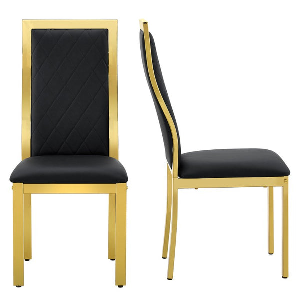 English Elm Modern Gold Frame High Back Faux Leather Dining Chairs with Lumbar Support Set of 2 W2920P486333