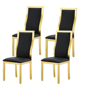 English Elm Modern Gold Frame High Back Faux Leather Dining Chairs with Lumbar Support Set of 2 W2920P486333