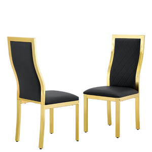English Elm Modern Gold Frame High Back Faux Leather Dining Chairs with Lumbar Support Set of 2 W2920P486333
