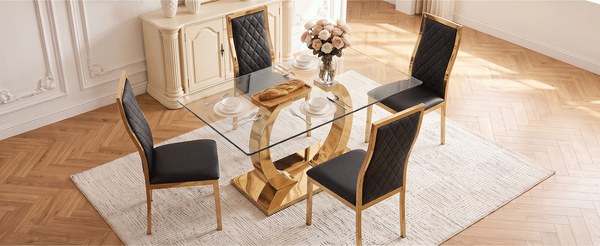 English Elm Modern Gold Frame High Back Faux Leather Dining Chairs with Lumbar Support Set of 2 W2920P486333