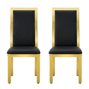 English Elm Modern Gold Frame High Back Faux Leather Dining Chairs with Lumbar Support Set of 2 W2920P486333