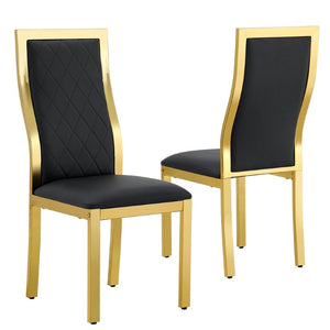 English Elm Modern Gold Frame High Back Faux Leather Dining Chairs with Lumbar Support Set of 2 W2920P486333
