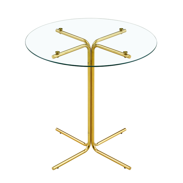 English Elm Round Tempered Glass Counter Table with Gold Chrome Claw Foot Base for Compact Spaces W2920P492753