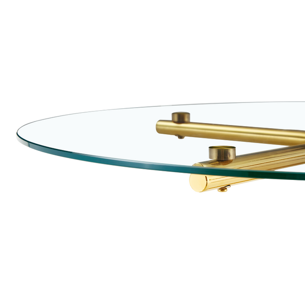 English Elm Round Tempered Glass Counter Table with Gold Chrome Claw Foot Base for Compact Spaces W2920P492753