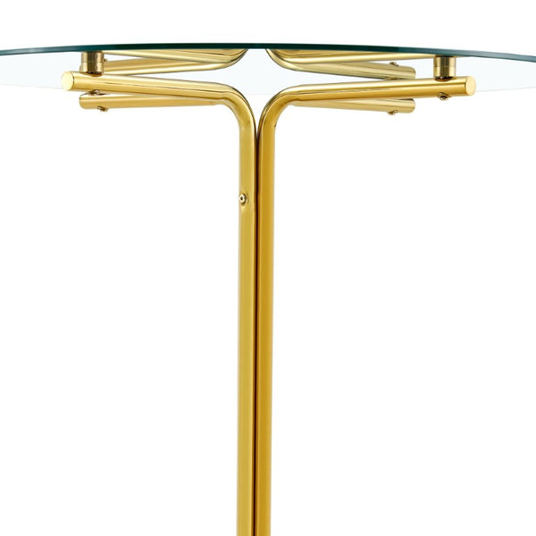 English Elm Round Tempered Glass Counter Table with Gold Chrome Claw Foot Base for Compact Spaces W2920P492753
