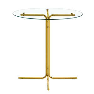 English Elm Round Tempered Glass Counter Table with Gold Chrome Claw Foot Base for Compact Spaces W2920P492753