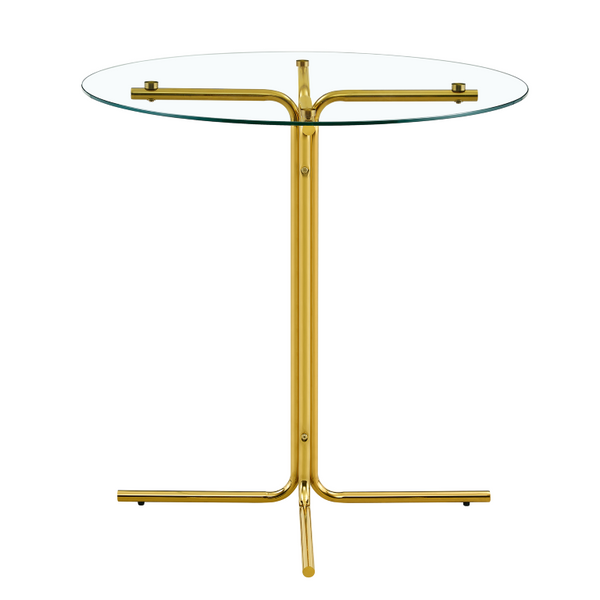 English Elm Round Tempered Glass Counter Table with Gold Chrome Claw Foot Base for Compact Spaces W2920P492753