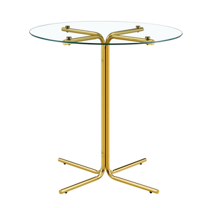 English Elm Round Tempered Glass Counter Table with Gold Chrome Claw Foot Base for Compact Spaces W2920P492753