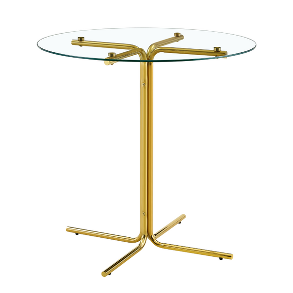 English Elm Round Tempered Glass Counter Table with Gold Chrome Claw Foot Base for Compact Spaces W2920P492753