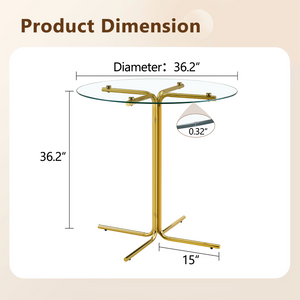 English Elm Round Tempered Glass Counter Table with Gold Chrome Claw Foot Base for Compact Spaces W2920P492753