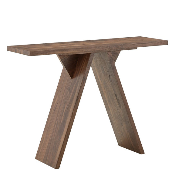 English Elm Console Table Slim V-base Entryway Sofa Desk Mid-century Engineered Wood Hallway W2920P494443