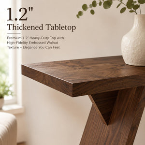 English Elm Console Table Slim V-base Entryway Sofa Desk Mid-century Engineered Wood Hallway W2920P494443