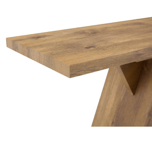 English Elm Console Table Slim V-base Entryway Piece with Wood Grain Finish for Modern Hallway Decor W2920P494444