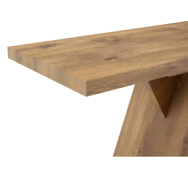 English Elm Console Table Slim V-base Entryway Piece with Wood Grain Finish for Modern Hallway Decor W2920P494444