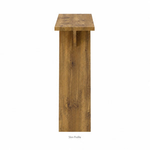 English Elm Console Table Slim V-base Entryway Piece with Wood Grain Finish for Modern Hallway Decor W2920P494444