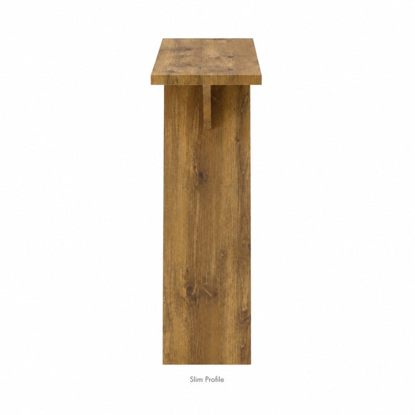 English Elm Console Table Slim V-base Entryway Piece with Wood Grain Finish for Modern Hallway Decor W2920P494444
