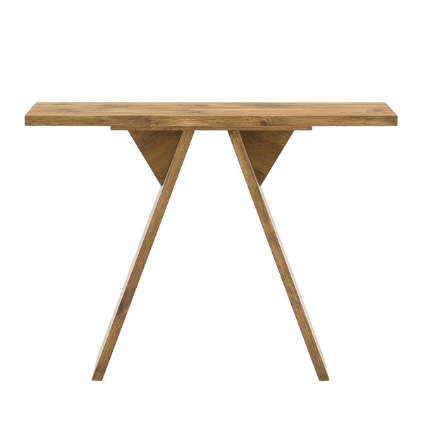 English Elm Console Table Slim V-base Entryway Piece with Wood Grain Finish for Modern Hallway Decor W2920P494444