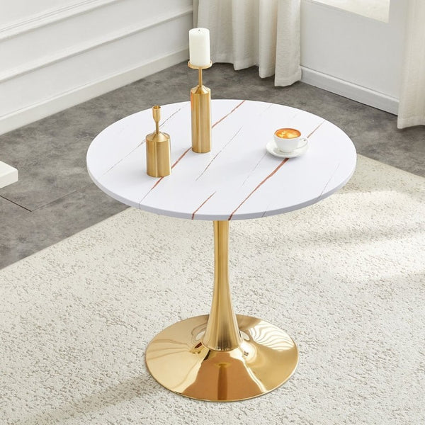 English Elm Round Tulip Pedestal Dining Table Mid Century Modern Bistro for Small Kitchens and Cafes W2920P495954