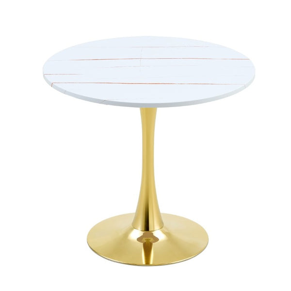 English Elm Round Tulip Pedestal Dining Table Mid Century Modern Bistro for Small Kitchens and Cafes W2920P495954