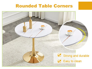 English Elm Round Tulip Pedestal Dining Table Mid Century Modern Bistro for Small Kitchens and Cafes W2920P495954