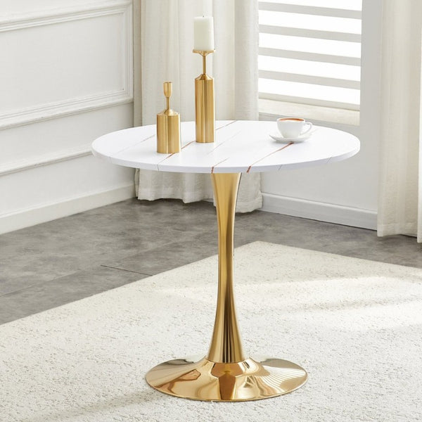 English Elm Round Tulip Pedestal Dining Table Mid Century Modern Bistro for Small Kitchens and Cafes W2920P495954