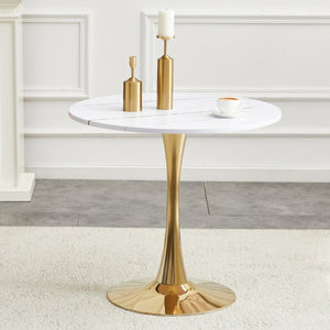 English Elm Round Tulip Pedestal Dining Table Mid Century Modern Bistro for Small Kitchens and Cafes W2920P495954