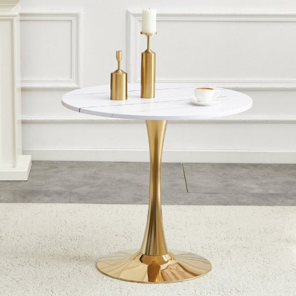 English Elm Round Tulip Pedestal Dining Table Mid Century Modern Bistro for Small Kitchens and Cafes W2920P495954