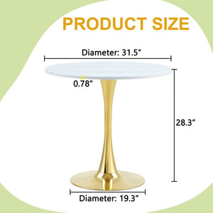 English Elm Round Tulip Pedestal Dining Table Mid Century Modern Bistro for Small Kitchens and Cafes W2920P495954